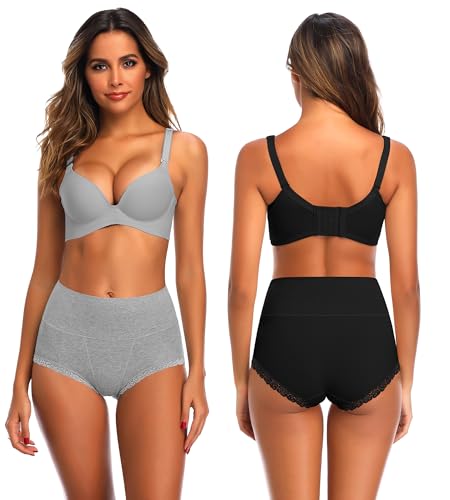 Image of Women's Cotton Underwear,Ladies Soft Stretch Tummy Control Comfy No Muffin Panties Boyshorts