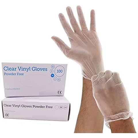 1ABOVE Clear Vinyl Disposable Gloves, Medium Cover