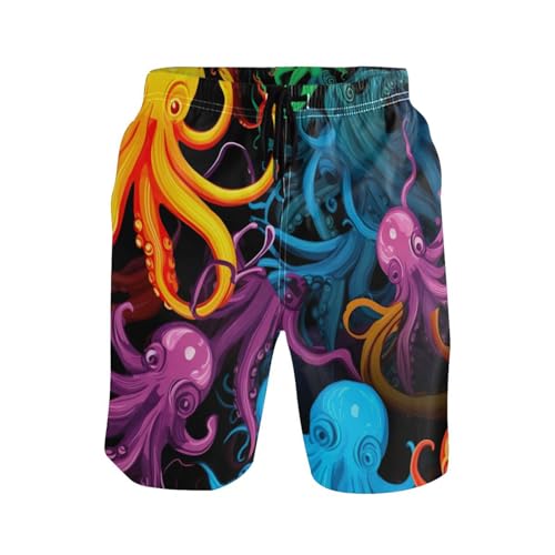 FRMG Octopus Men's Swim Trunks,Quick Dry Beach Shorts with Pockets and Mesh Lining L 2010087