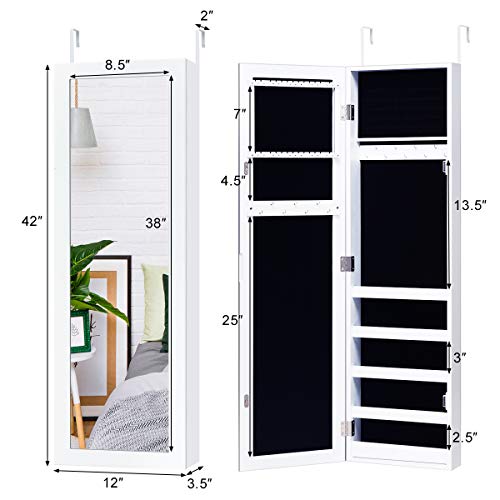 Giantex HW54410 Wall Door Mounted Jewelry Armoire Cabinet With Full-Length Mirror thumb #6
