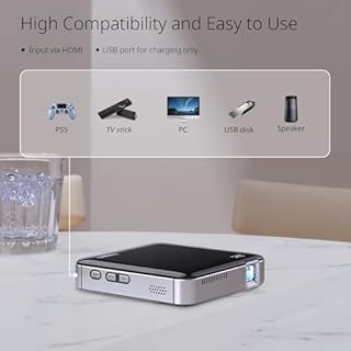 Yoton Y200 Projecteur DLP avec Batterie intégrée, Portable à Courte Distance, Anti-poussière, téléphone Portable pour extérieur/Home cinéma, Compatible avec Ordinateur Portable, clé TV