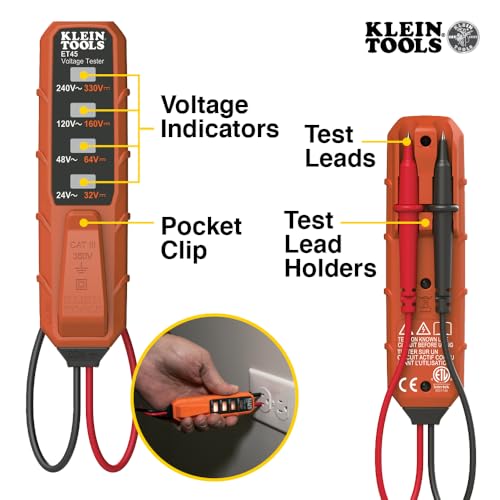 Image of Klein Tools NCVT3PKIT Electrical Test Kit, Dual-Range Non-Contact Voltage Tester with Flashlight, AC /DC Voltage Tester