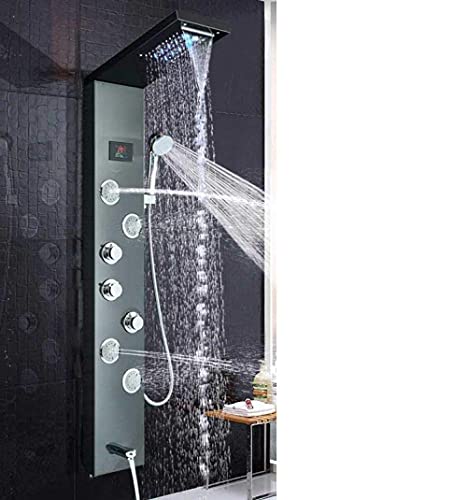 Mélangeur de douche noir 9001 haut de gamme avec cascade intégrée