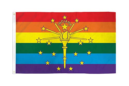 AZ FLAG, Indiana Rainbow Flag, 3x5 Ft, 100D Polyester Gay Lgbt Indiana Banner with Two Metal Grommets, Fade Resistant