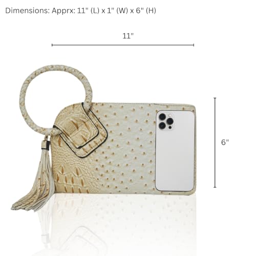 Image of NGIL Faux Leather Mini Wristlet Purse | Women's Handbag, Fashion Wristlet Wallet, Compact Everyday Purse with Fringe Tassel