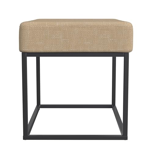 Image of HomePop 22 inch Theodore Channel Tufted Ottoman - Light Tan Textured Solid