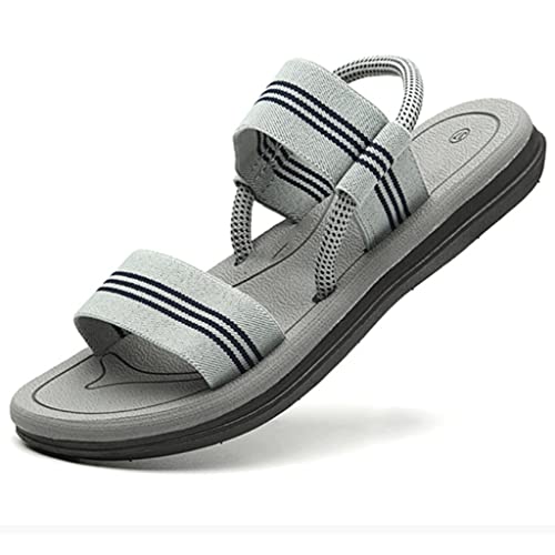 Men's Sandals Light Elastic Band Beach Footwear Unisex Couple Shoes Casual Non-Slip Home Sandals Men(Gray,44 Code)