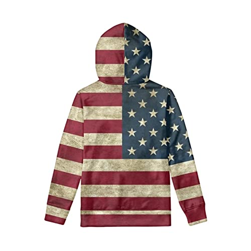 Biyejit American Flag Print Boys Girls Fleece Hoodies Plush Pullover Hoodie Casual Hooded Sweatshirts With Pocket For Age 8-10 Kids #TOP1