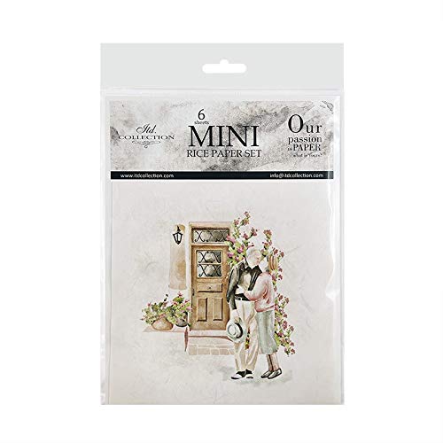 ITD Collection - Mini Reispapier Kreatives Set 14,8 x 14,8 cm (6 Blätter), Decoupage Reispapiere für Basteln, Papier zum Dekoration, Mehrfarbig (RSM030)