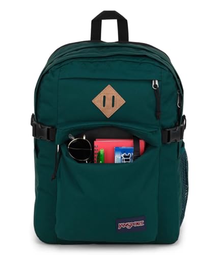 Image of JanSport Main Campus Backpack - Travel or Work Backpack with 15-Inch Laptop Sleeve and Dual Water Bottle Pockets, Deep Juniper