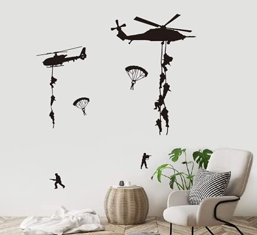 Army Wall Decors For Wall Soliders Military Airplane Helicopter Wall Stickers For Teens Boys Bedroom Kids Room Vinyl Decals (Tm-16) #TOP1
