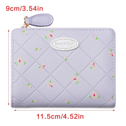 Women Wallet with Card Holder Short Purse PU Leather Wallet Flower Print Change Purse Lovely Wallet Fashion Coin Purse3