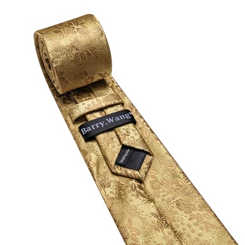 Image of Barry.Wang Men Tie Set Floral Paisley Silk Necktie Pocket Square Cufflinks Formal Wedding Party Business