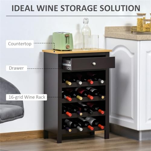 Soporte para 16 botellas de vino con mesa y cajón miniatura 2