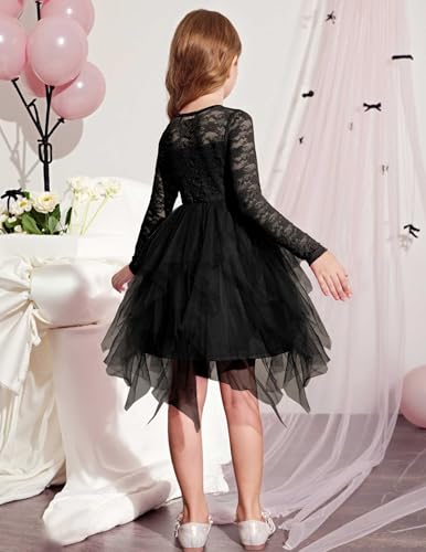 Arshiner Flower Girl Dress Toddler Contrast Lace Tutu Irregular Tulle Wedding Birthday Party Dresses4
