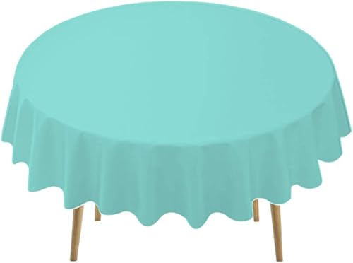 Manteles de plástico azul aguamarina, paquete de 2 manteles desechables de 84 pulgadas, círculo, baby shower, fiestas, manteles de PEVA azul espuma
