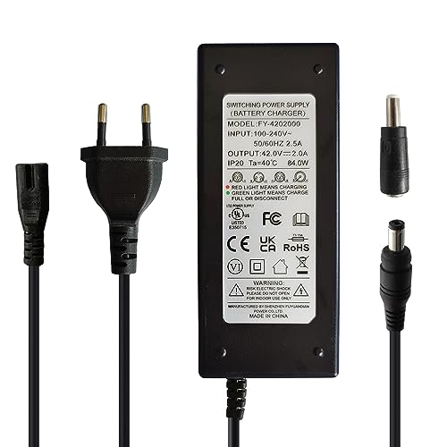 aunstarwei Ladegerät 42V 2A für elektrisches Fahrrad DC 5.5mm*2.5mm...