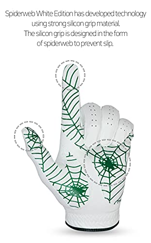 Gouft Premium Spider-Web Unisex Golf Gloves White Edition (Green/White, 22 (Left-Hand)) #TOP1