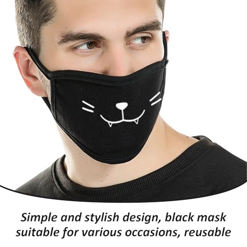 BIFHIG 8 Schwarze Masken, Süße Baumwollmasken, Modische Atmungsaktive Masken, Wiederverwendbar, Sommerreit-Staubschutzhülle.