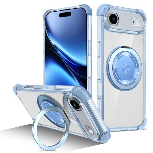 Coque iPhone Air bleu antichoc fine rigide avec anneau et charge sans fil