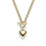 5,5mm Erbskette mit Herz Anhänger, 585 Gelbgold, 45cm