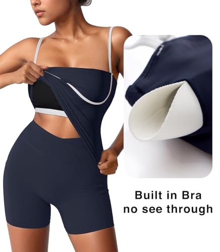 Image of OMKAGI Womens Workout Tank Tops Adjustable Strap Longline Sports Bra Padded Sleeveless Top