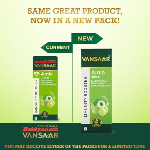 Vansaar Ayurvedic Tangy Amla Juice - 1L | 100% Cold Pressed Wild Amlas Rich In Vitamin C Sourced from Pratapgarh | Farm to Bottle in 12 Hours | 75 Pure Amlas for Hair Growth & Detoxification