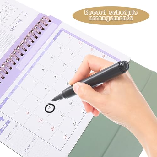 NUOBESTY 2025-2026 Desk Calendar 2026 Standing Flip Monthly Calendar Desktop Calendar Jul. 2025 - Dec. 2026, Memoranda Lined Pages, Twin-Wire Binding, Green