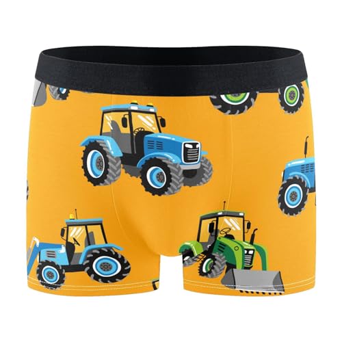 FRODOTGV Boxershorts für Herren, Motiv: Traktor Engineering Maschine, Auto, atmungsaktiv, feuchtigkeitsableitend, Bambus, sportlich, Gelb, Traktor Engineering, Medium