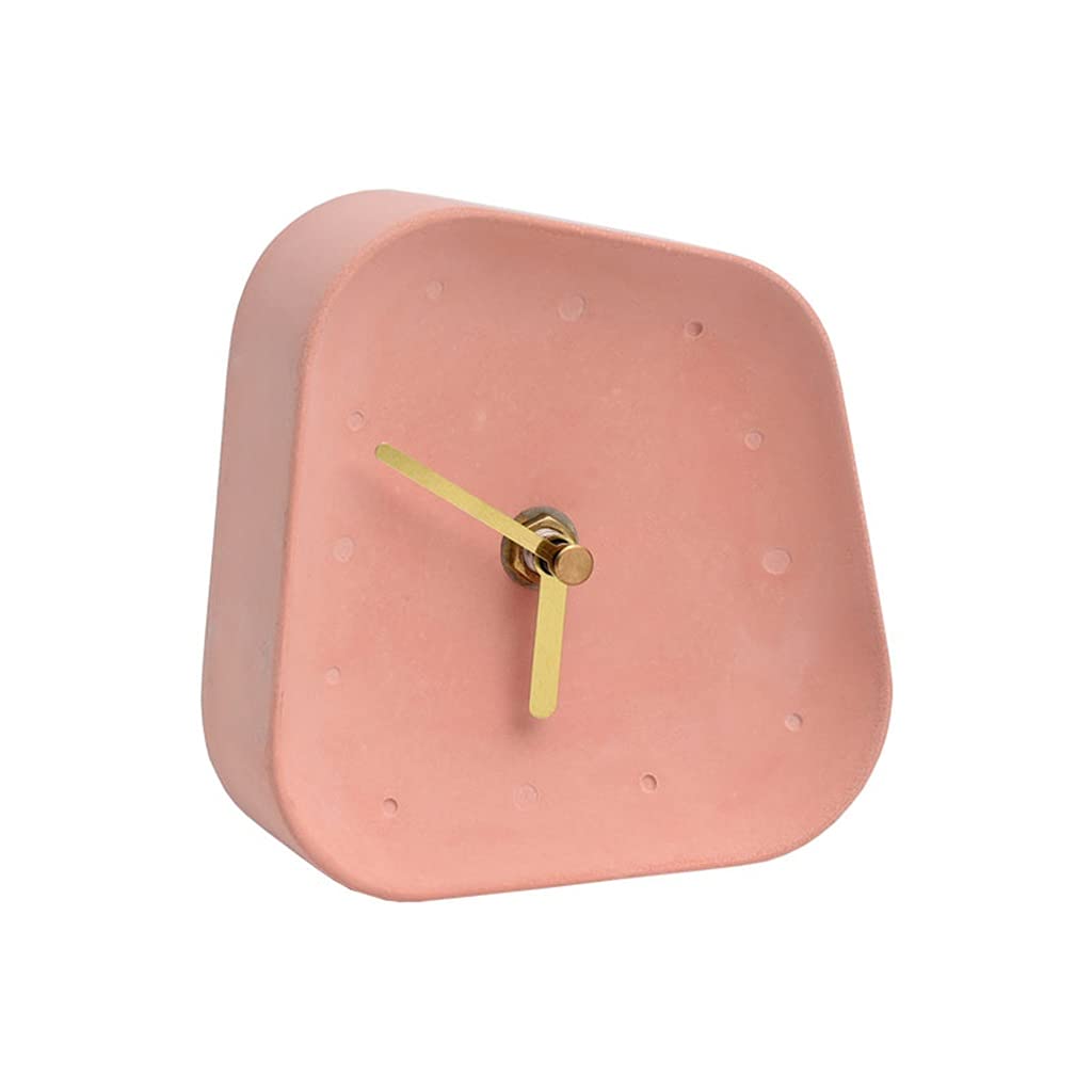 HRWLY Home Decoration Accessories Geometry Shaped Cement Table Clock Desktop Mute Concrete Small Desk(D)