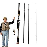 Reise-Angelrute – Premium-Kohlefaser-Spinn- und Wurfstange, 2,1 m leichte, leistungsstarke Baitcast-Ruten für Süßwasserseen, Flüsse, Salzwasserufer, Bootsangeln, Angler im Freien