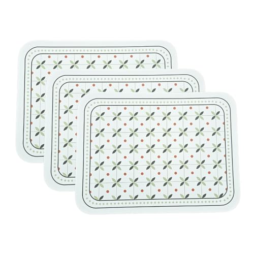 Image of Faux Leather Dining Table Placemats | Heat Insulation & Stain Resistant Waterproof Non Slip Dinner Table Mats | Perfect for Home, Kitchen, Restaurant, Office (Moss Green, Set of 3)