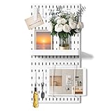 VUSIGN Pegboard Combination Wall Organizer Kit, 2 Pieces Pegboards and 10 Accessories Modular Hanging, Wall Mount Display Peg board Panel Kits for Bedroom, Home, Office, Bathroom, 11' x 22', White