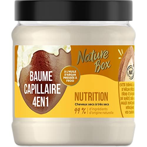 Nature Box - Masque Cheveux 4-en-1 - Cheveux Secs à Très Secs-A l'Huile d'Argan Pressée à Froid - 99 % d’Ingrédients d’Origine Naturelle -Pré-shampoing-Après-shampoing-Masque-Soin Sans Rinçage-300 ml Cover