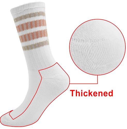 Image of BomKinta Striped Crew Socks Women - Retro Novelty Socks - Stretchy Casual Athletic Cotton Gifts Sock Size 5-10