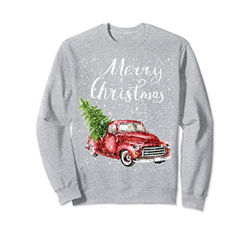 Vintage Red Pickup Truck Merry Christmas Sweatshirt Vintage Red Pickup Truck Merry Christmas Sweatshirt