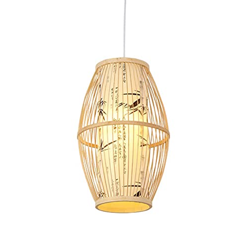 Lámpara de techo colgante de bambú retro lámpara de araña de madera rústica hecha a mano