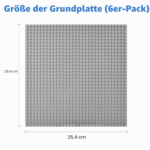 Lekebaby 6 Platten-Set Bauplatte Kompatibel mit Meisten Marken, 25 * 25cm, Weiß Dunkelgrau Schwarz Grundplatte – Ansicht 6