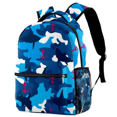 Sac à dos pour ordinateur portable voile requin, grand sac d'école et de voyage mixte