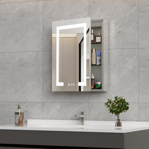 BROBIG 16 * 24 Smart LED Lighted Bathroom Medicine Cabinet