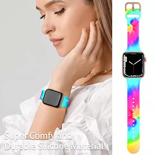 Image of ACESTAR Double Sided Band Compatible with Apple Watch Band 49mm 46mm 45mm 44mm 42mm(Series 3), Silicone Strap for iWatch Ultra 3 /Ultra 2 /Ultra /SE 2 /SE /Series 11 10 9 8 7 6 5 4 3 2 1, Tie Dye E