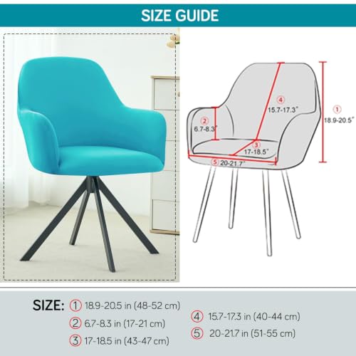 Image of HOKIPO 'SereneSolids' 140 GSM Stretchable Swivel Chair Cover High Armrest Slipcover, Sky Blue (NEW-AR-6247-SBL)