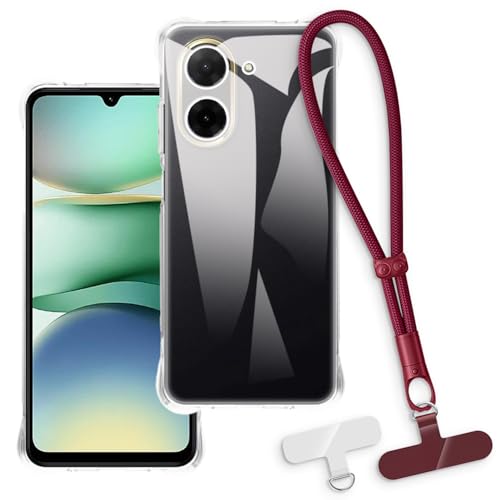 OAGELIM 2-in-1�ی�P�[�X�ƃ��X�g�X�g���b�v Xiaomi Redmi A5 4G 171MM �Ƃ̌݊������� ���O���\�ȃ��j���[�h�t���d�b�J�o�[�A����~�ߕ����h�~�O���b�v�n���h�� (�N���A + ���b�h)