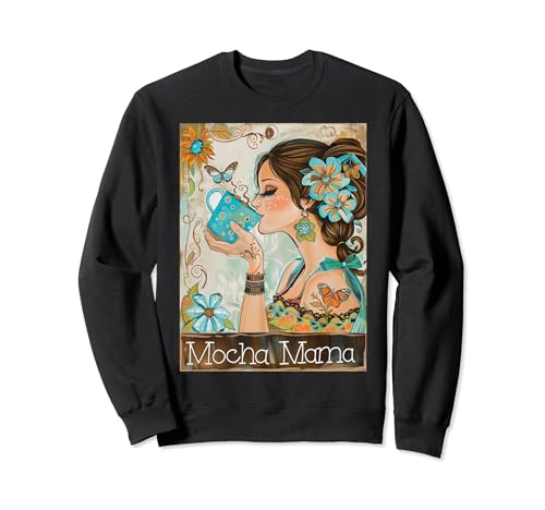 Moka Mama Tasse à café vintage Motif floral Boho Retro Sweatshirt