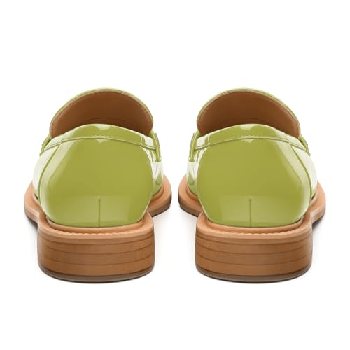 Image of JUSTDANNI Loafers for Women Slip On Shoes with Round Toe 1.2-Inch Low Chunky Block Heel Patent Comfortable Casual Dress Pump Shoes for Wedding Party Work Shopping Dating