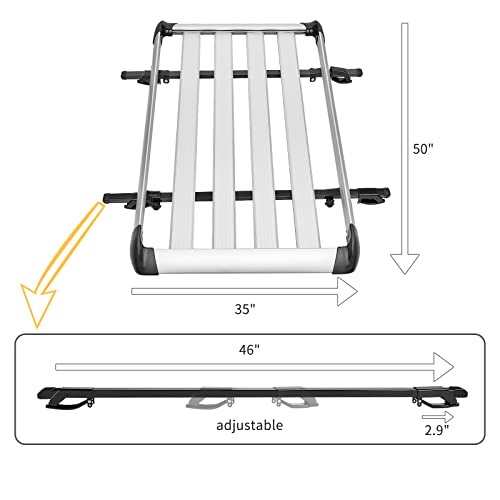 Maxsough 50" Universal Roof Rack Cargo Lightweight Alloy Car Top Luggage Holder Carrier Basket For Suv, Truck, & Car 150Lb Capacity #TOP4