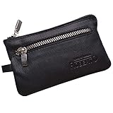 ⭐ Material: Nappa Rindleder flevado Auto Schlüssel Tasche Sportlich handliche Geldbörse mit Schlüsselanhänger Etui Sportgeldbeutel genarbtes Nappa Leder