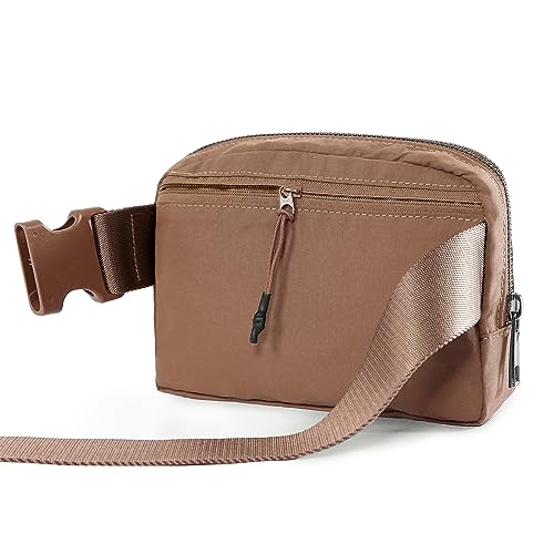 Image of ODODOS Unisex Mini Belt Bag with Adjustable Strap Small Fanny Pack for Workout Running Traveling Hiking, Brown