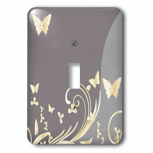 3dRose Gold Butterflies & Flourishes On A Two-Tone single toggle switch