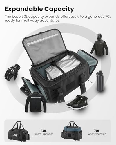 image for ILM Motorcycle Tail Bag 50-70L Travel Luggage Motorbike Rear Rack Trun